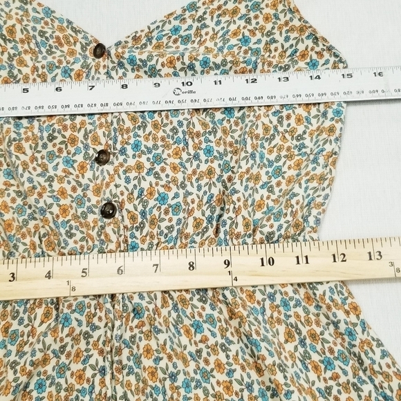 Floral dress unbranded sleeveless floral Medium EUC blue orange flowers - Picture 7 of 9